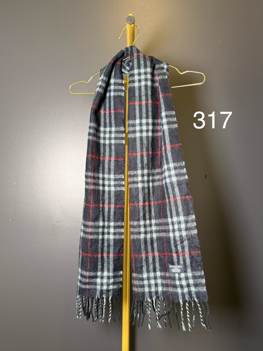 Burberry Black Plaid Scarf with Red and Gray Check